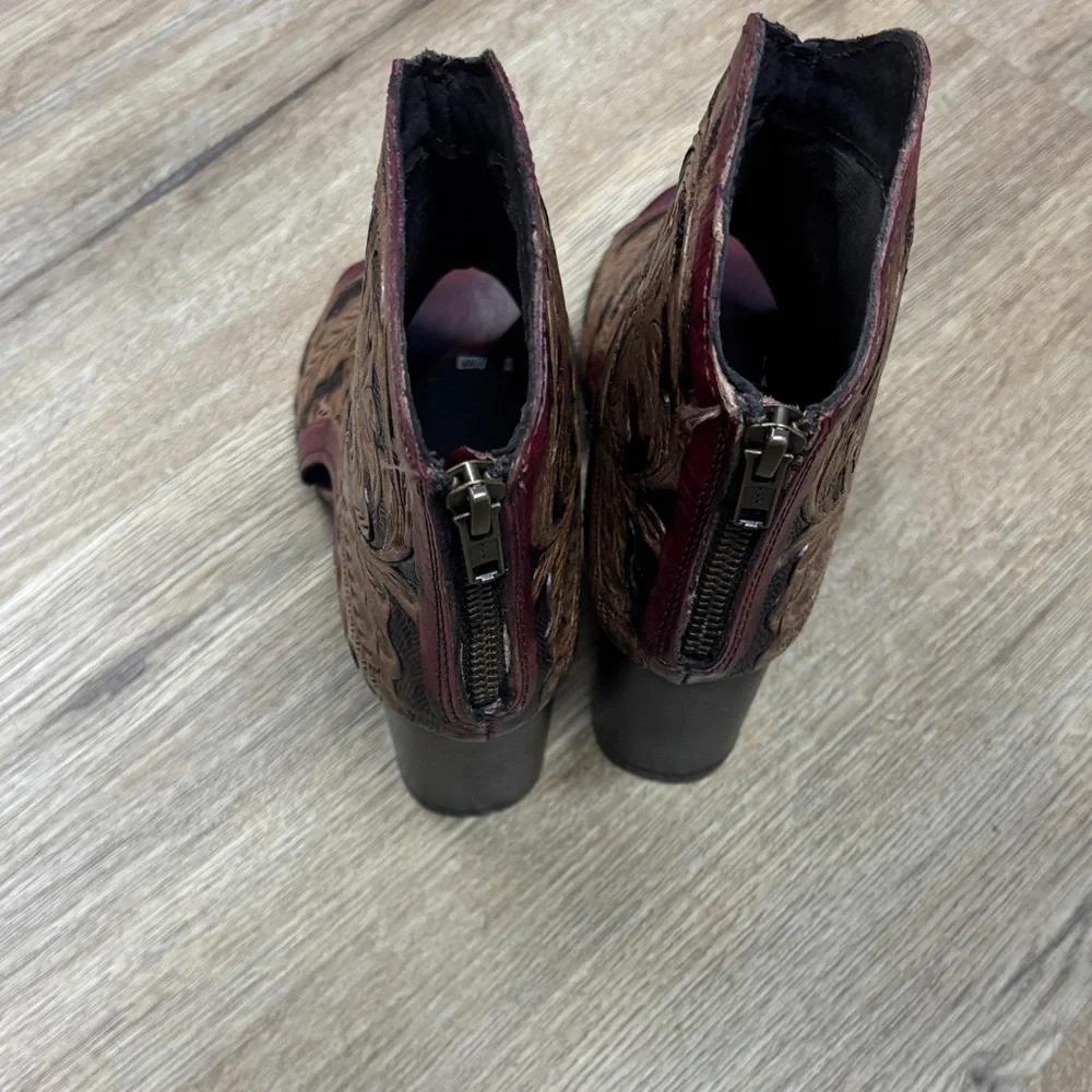 FLASH SALE - Elegant Brown and Red Women's Ankle Boots - Picture 4 of 6